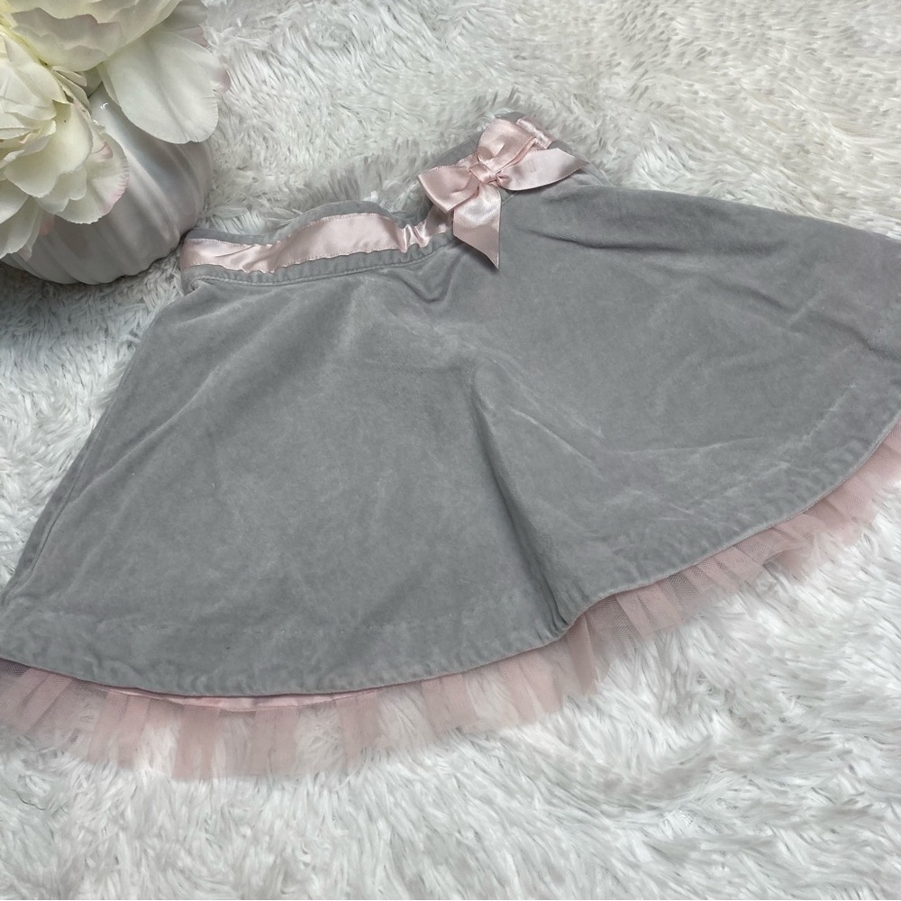 Janie and Jack | Grey and Pink Velvet skirt sz 2T